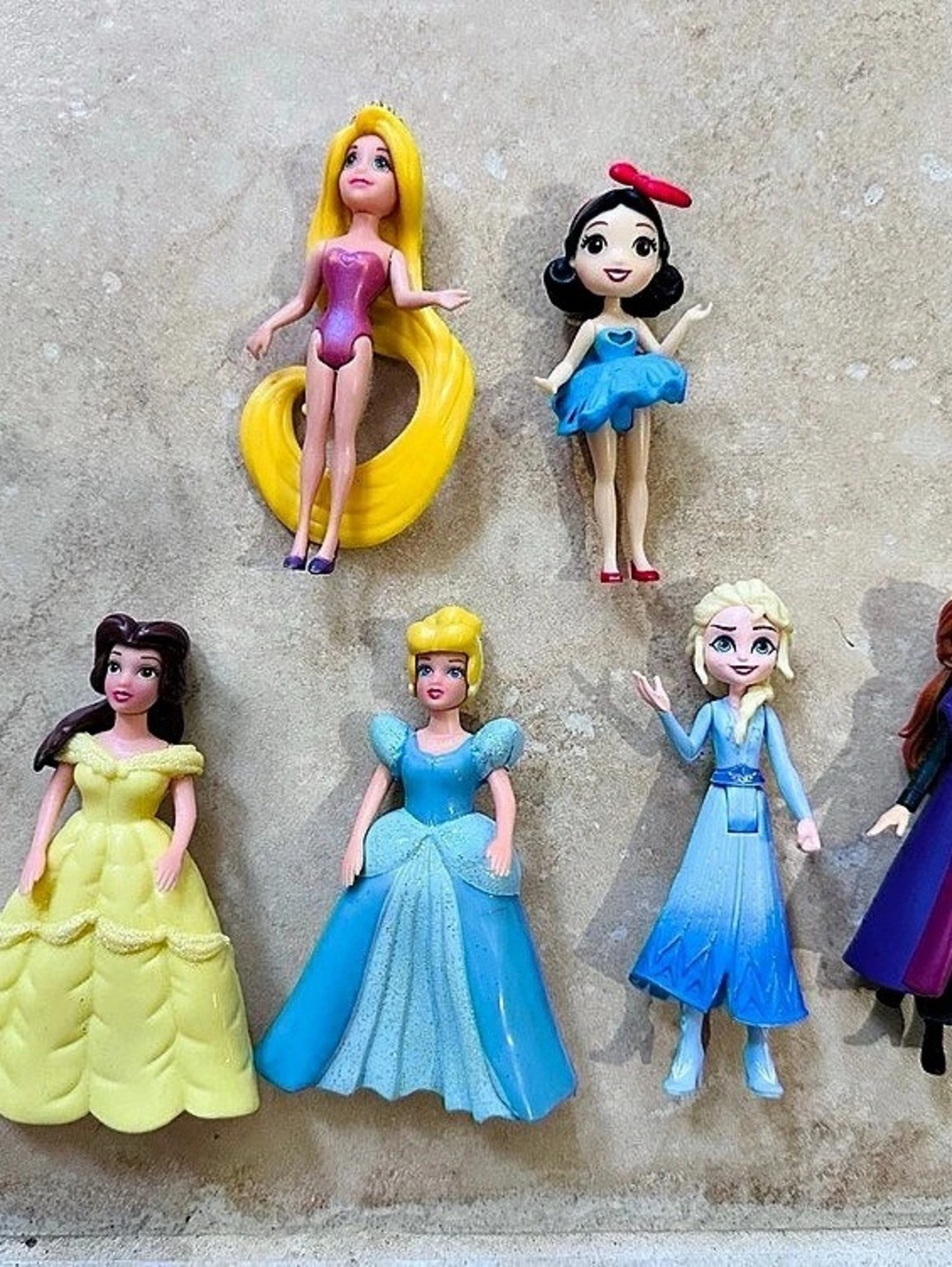 6 Disney Parks Princess & Frozen Mini Doll Lot 3.5" Polly Pocket Style Magiclip